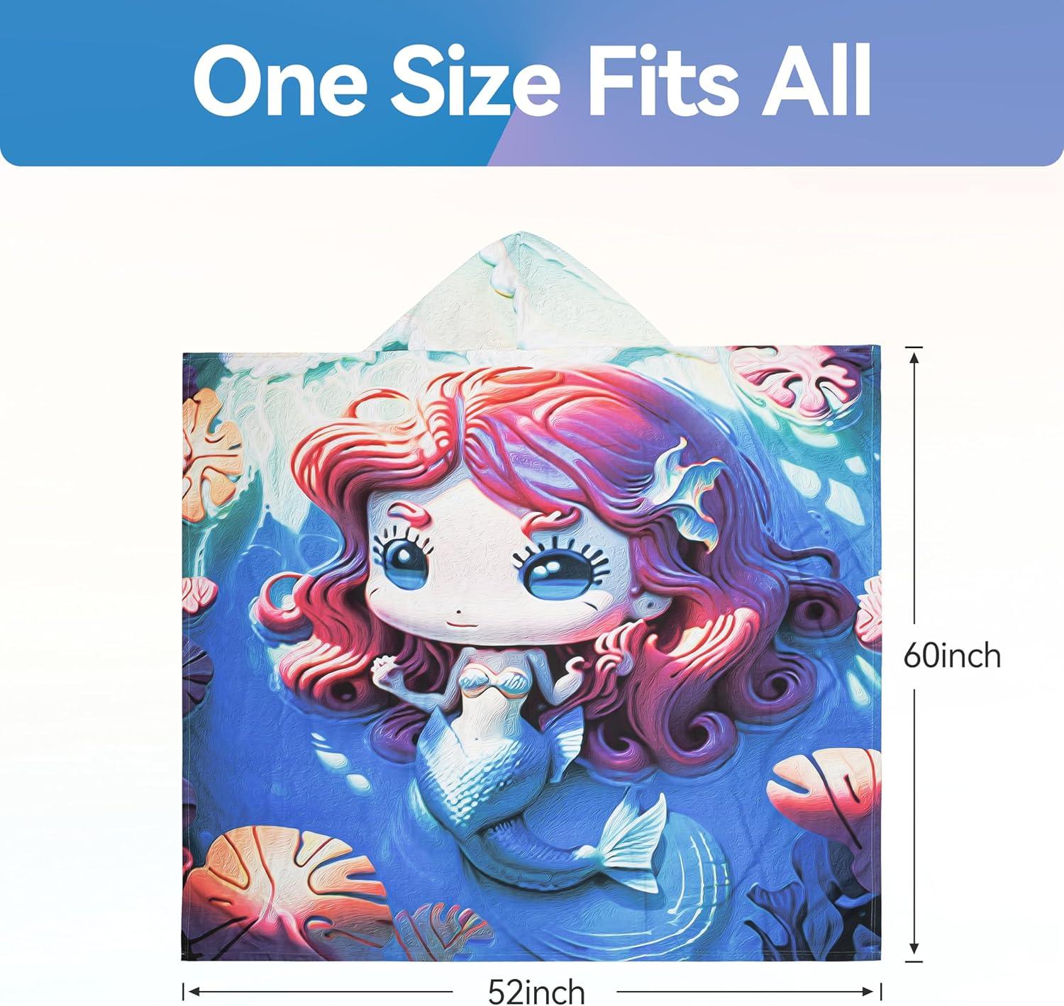 imageCatalonia Beach Towel With Hood Microfiber Hooded Swim Poncho SandFree for Kids and AdultsMermaid