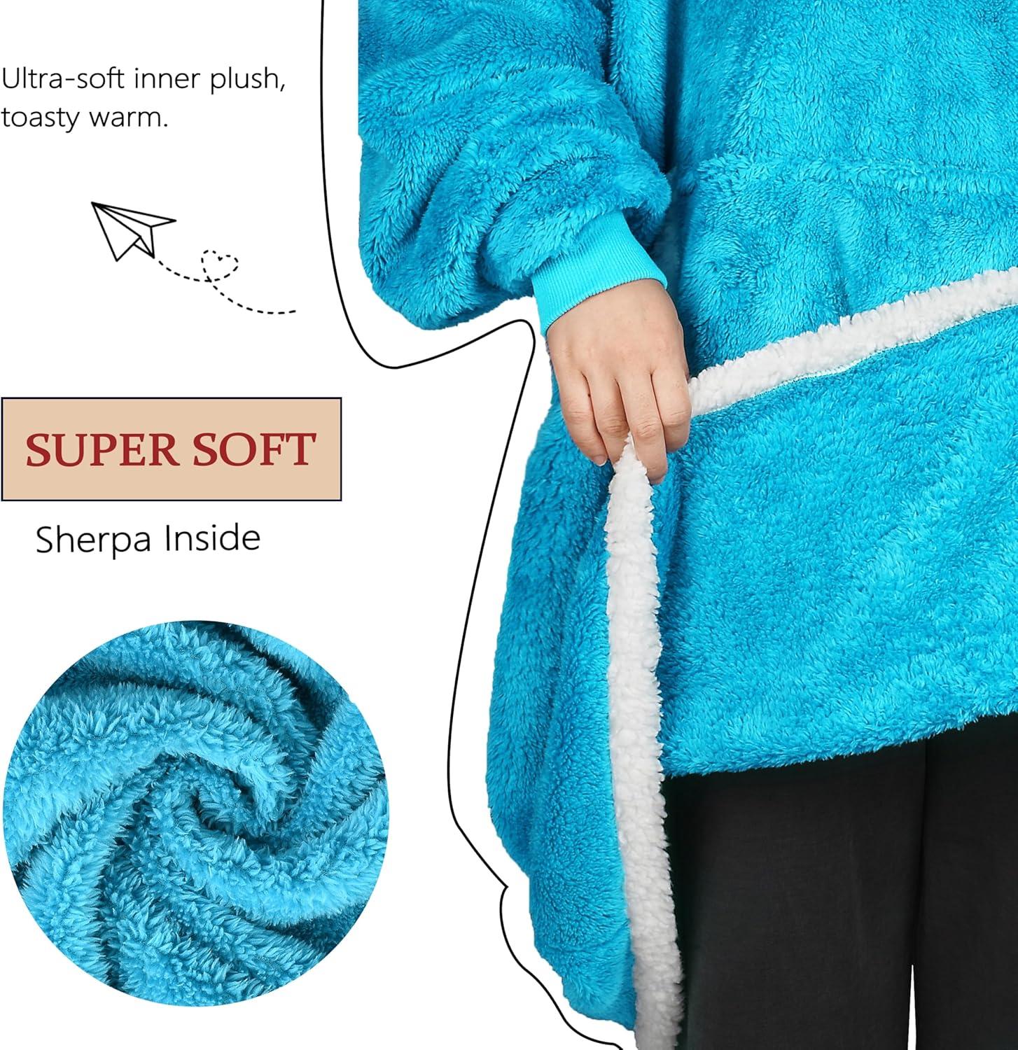 imageCatalonia Hoodie Blanket Oversized Wearable Blanket Hoodie for Women Men Sweatshirt Blanket with PocketBlue