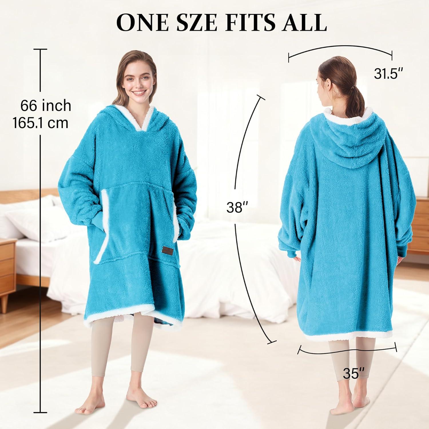 imageCatalonia Hoodie Blanket Oversized Wearable Blanket Hoodie for Women Men Sweatshirt Blanket with PocketBlue