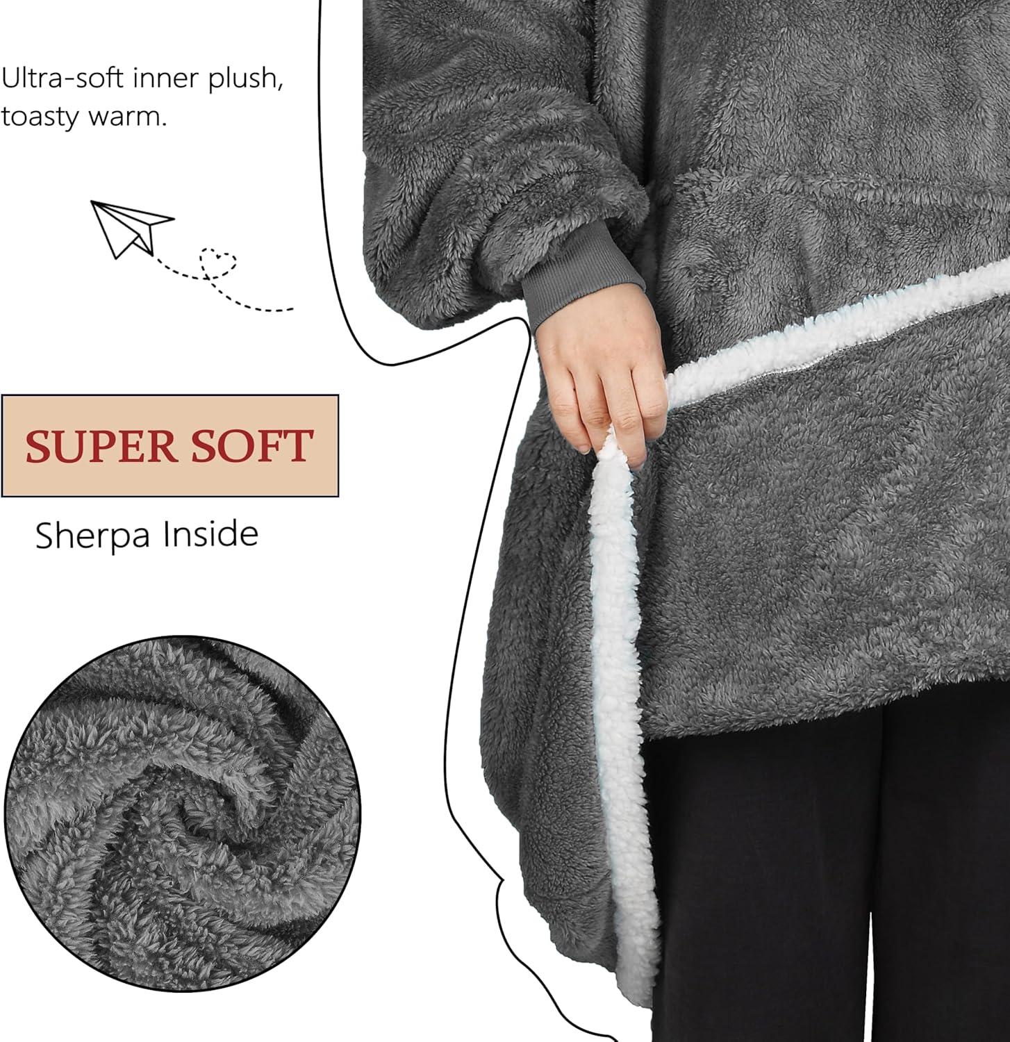 imageCatalonia Hoodie Blanket Oversized Wearable Blanket Hoodie for Women Men Sweatshirt Blanket with PocketGray