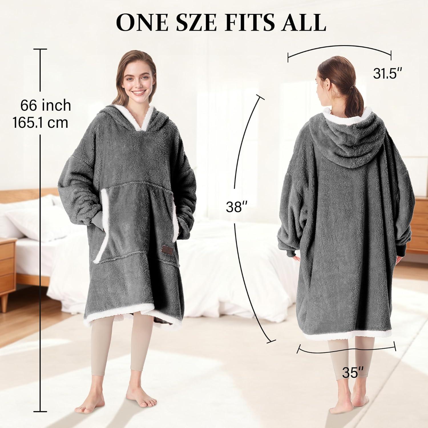 imageCatalonia Hoodie Blanket Oversized Wearable Blanket Hoodie for Women Men Sweatshirt Blanket with PocketGray