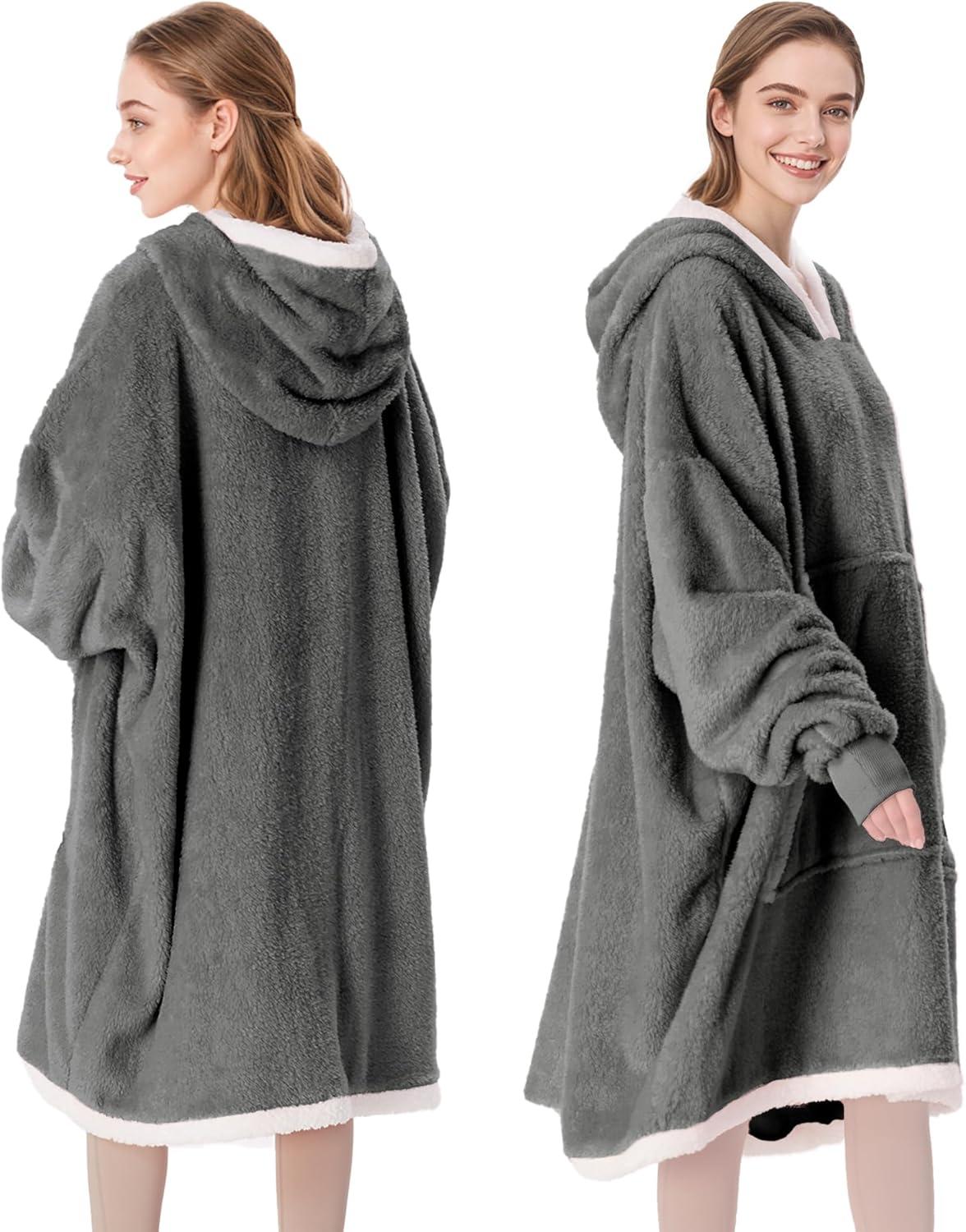 imageCatalonia Hoodie Blanket Oversized Wearable Blanket Hoodie for Women Men Sweatshirt Blanket with PocketGray