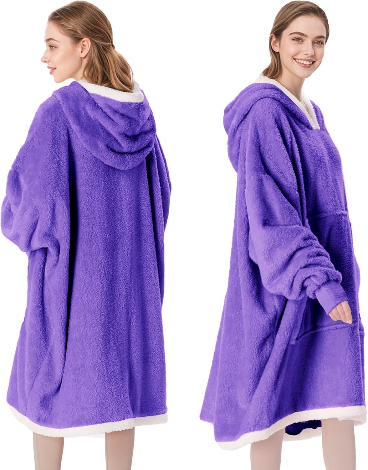 imageCatalonia Hoodie Blanket Oversized Wearable Blanket Hoodie for Women Men Sweatshirt Blanket with PocketPurple