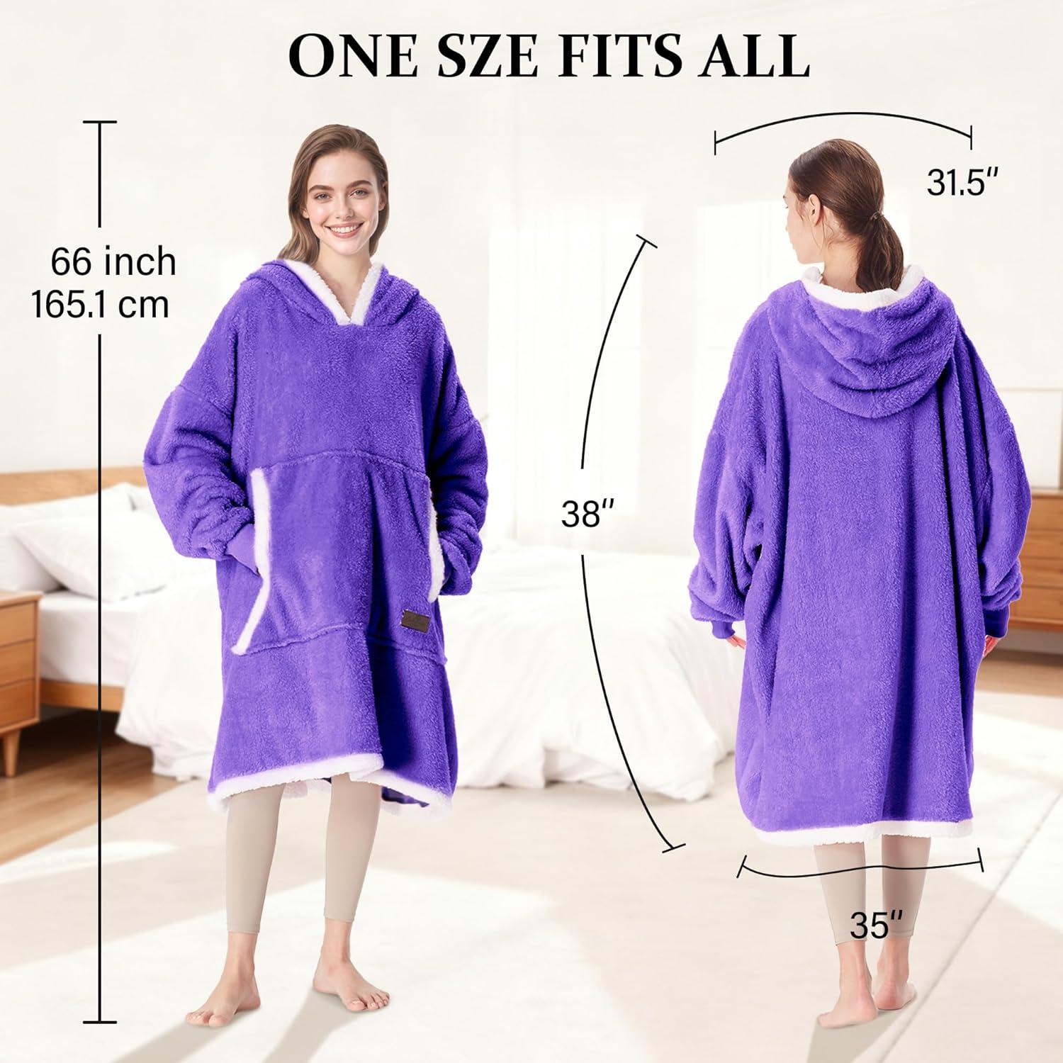 imageCatalonia Hoodie Blanket Oversized Wearable Blanket Hoodie for Women Men Sweatshirt Blanket with PocketPurple