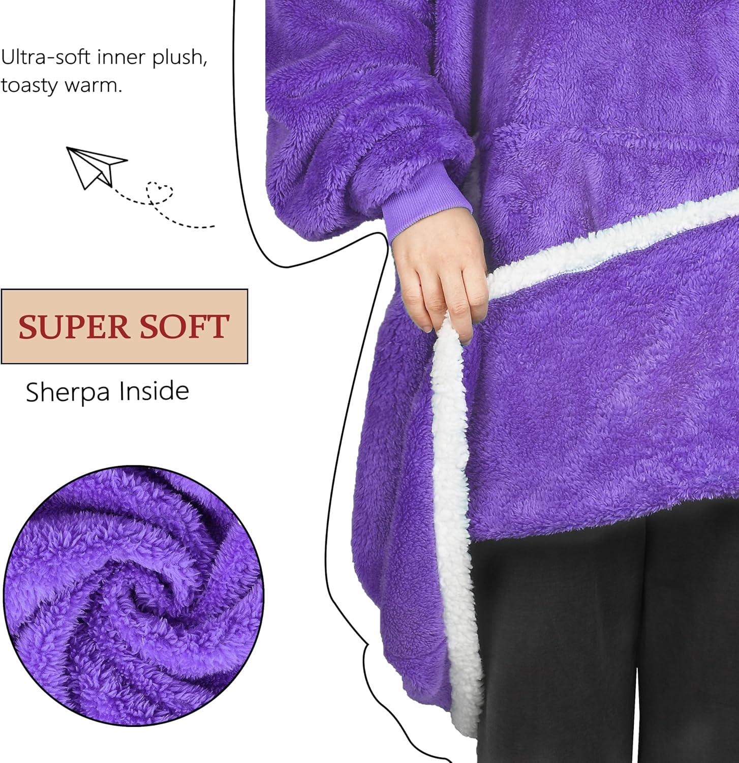 imageCatalonia Hoodie Blanket Oversized Wearable Blanket Hoodie for Women Men Sweatshirt Blanket with PocketPurple