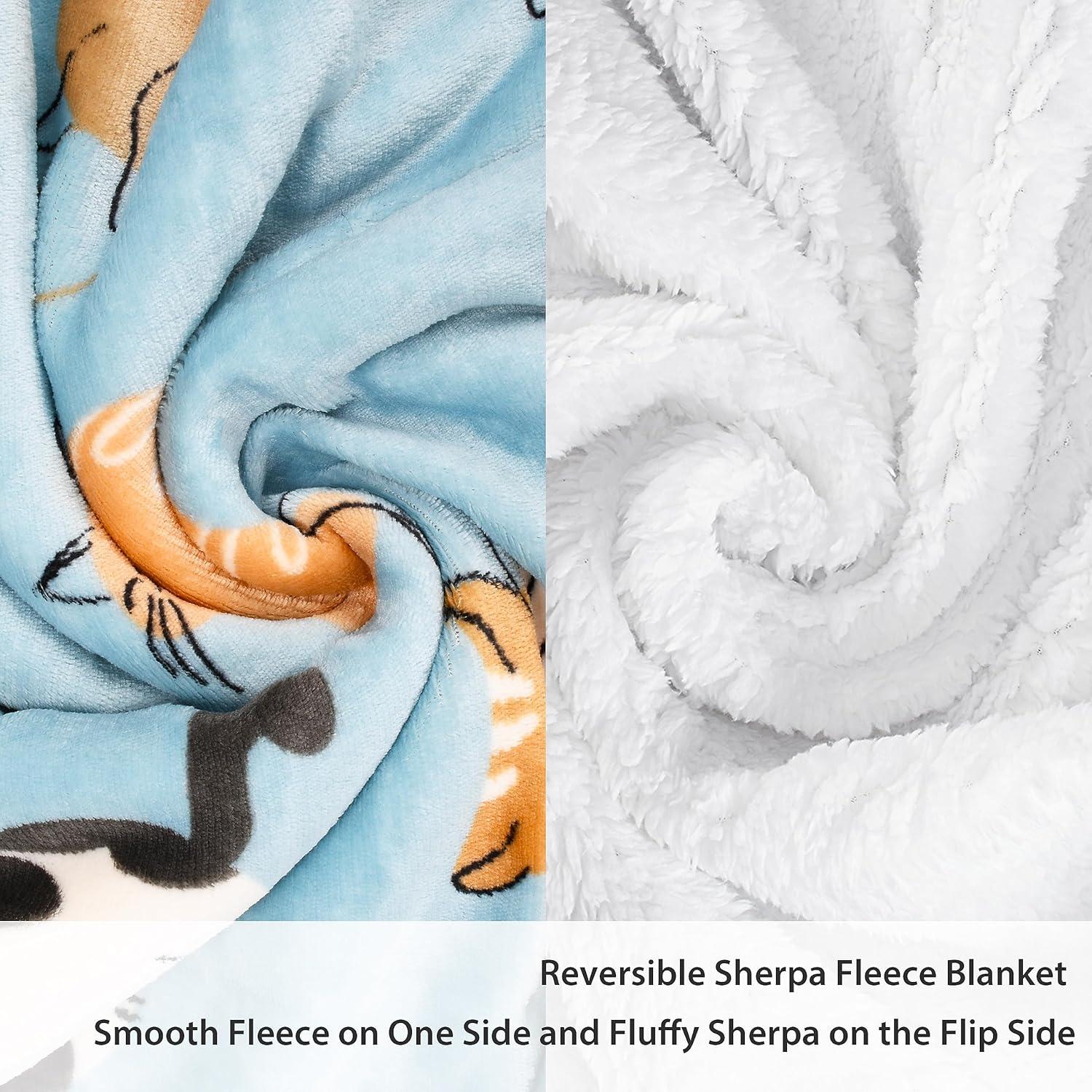 imageCatalonia Horse Print Sherpa Fleece Throw Blanket Soft Mink Plush Couch Blanket Fuzzy Fluffy Comfy Warm Throws Gift for Her Horse Gifts for Women 50x60 inchesCat Blue