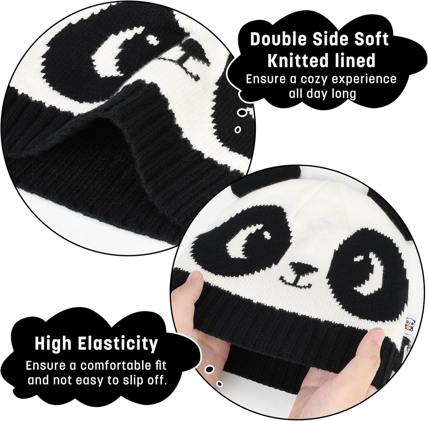 imageCatalonia Kids Knit Hats Warm Toddler Winter Hats Cute Beanies Hat Cap for Boys Girls Aged 610 Gifts Idea For ChristmasPanda