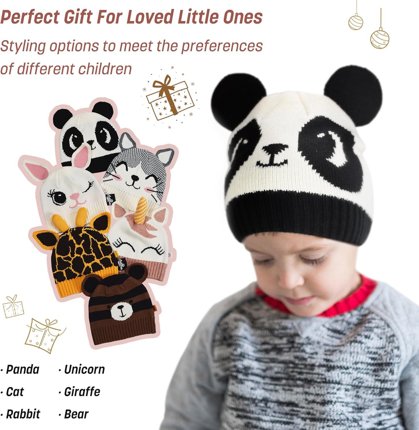 imageCatalonia Kids Knit Hats Warm Toddler Winter Hats Cute Beanies Hat Cap for Boys Girls Aged 610 Gifts Idea For ChristmasPanda