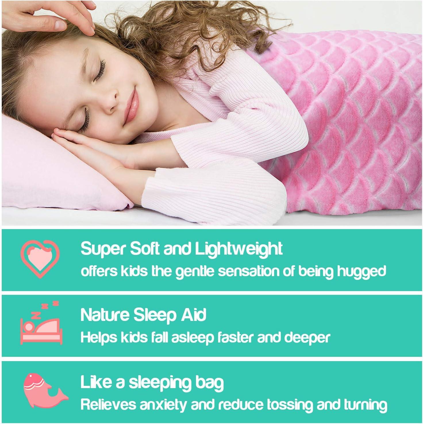imageCatalonia Kids Mermaid Tail Blanket Super Soft Plush Flannel Sleeping Snuggle Blanket for Girls Rainbow Ombre Birthday Gift for Daughter
