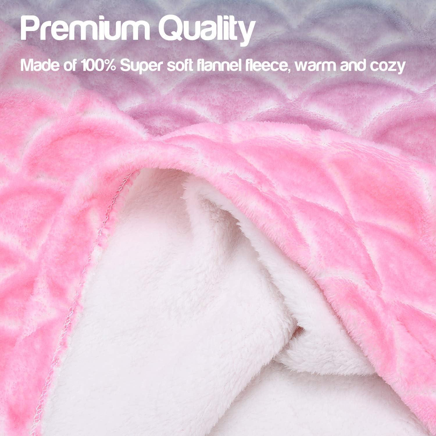 imageCatalonia Kids Mermaid Tail Blanket Super Soft Plush Flannel Sleeping Snuggle Blanket for Girls Rainbow Ombre Birthday Gift for Daughter