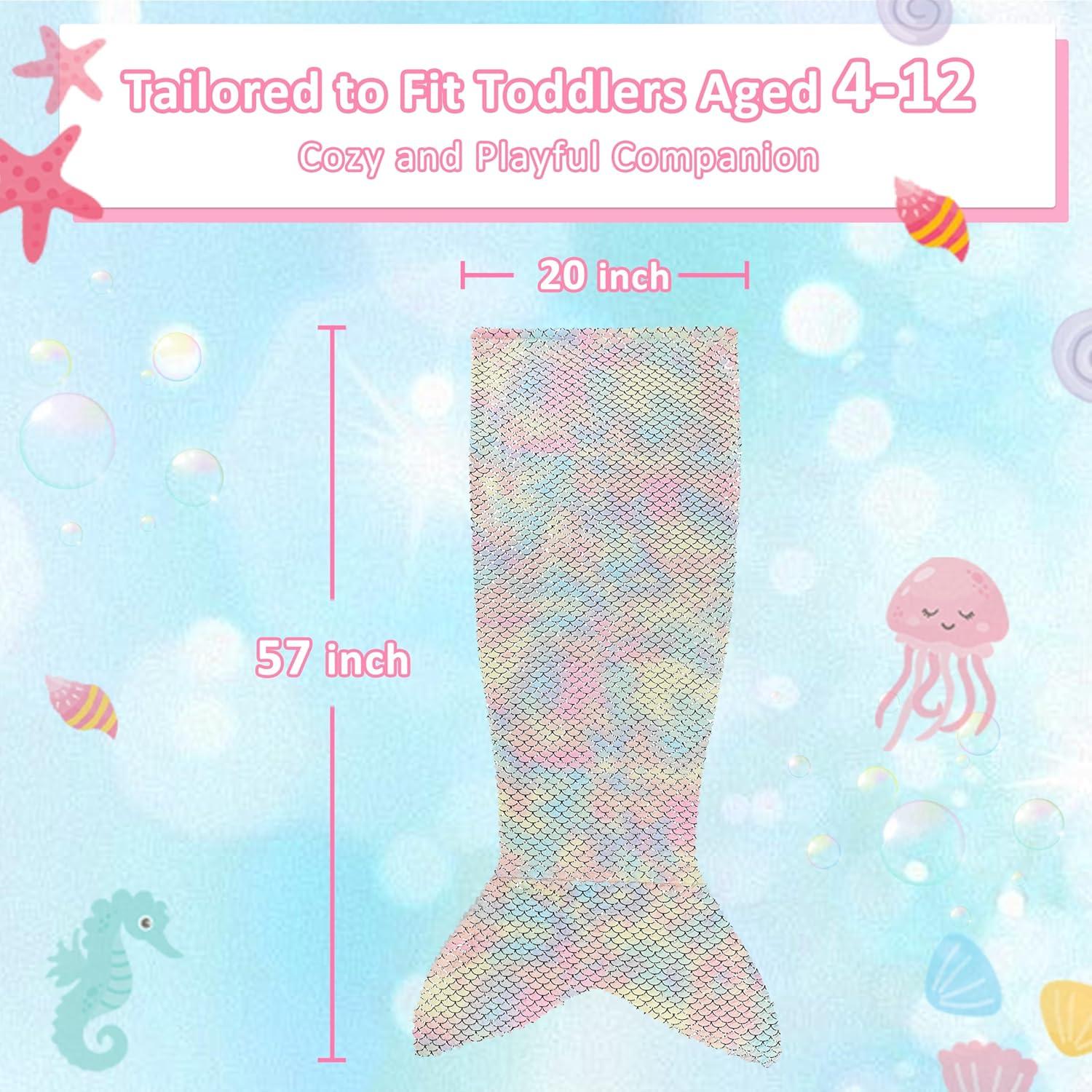 imageCatalonia Kids Mermaid Tail Blanket Super Soft Plush Flannel Sleeping Snuggly Blanket for Girls Galaxy Fish Scale Pattern Kids Gift IdeaGlittering Cartooncandy