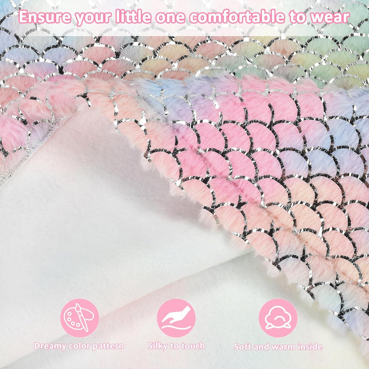 imageCatalonia Kids Mermaid Tail Blanket Super Soft Plush Flannel Sleeping Snuggly Blanket for Girls Galaxy Fish Scale Pattern Kids Gift IdeaGlittering Cartooncandy