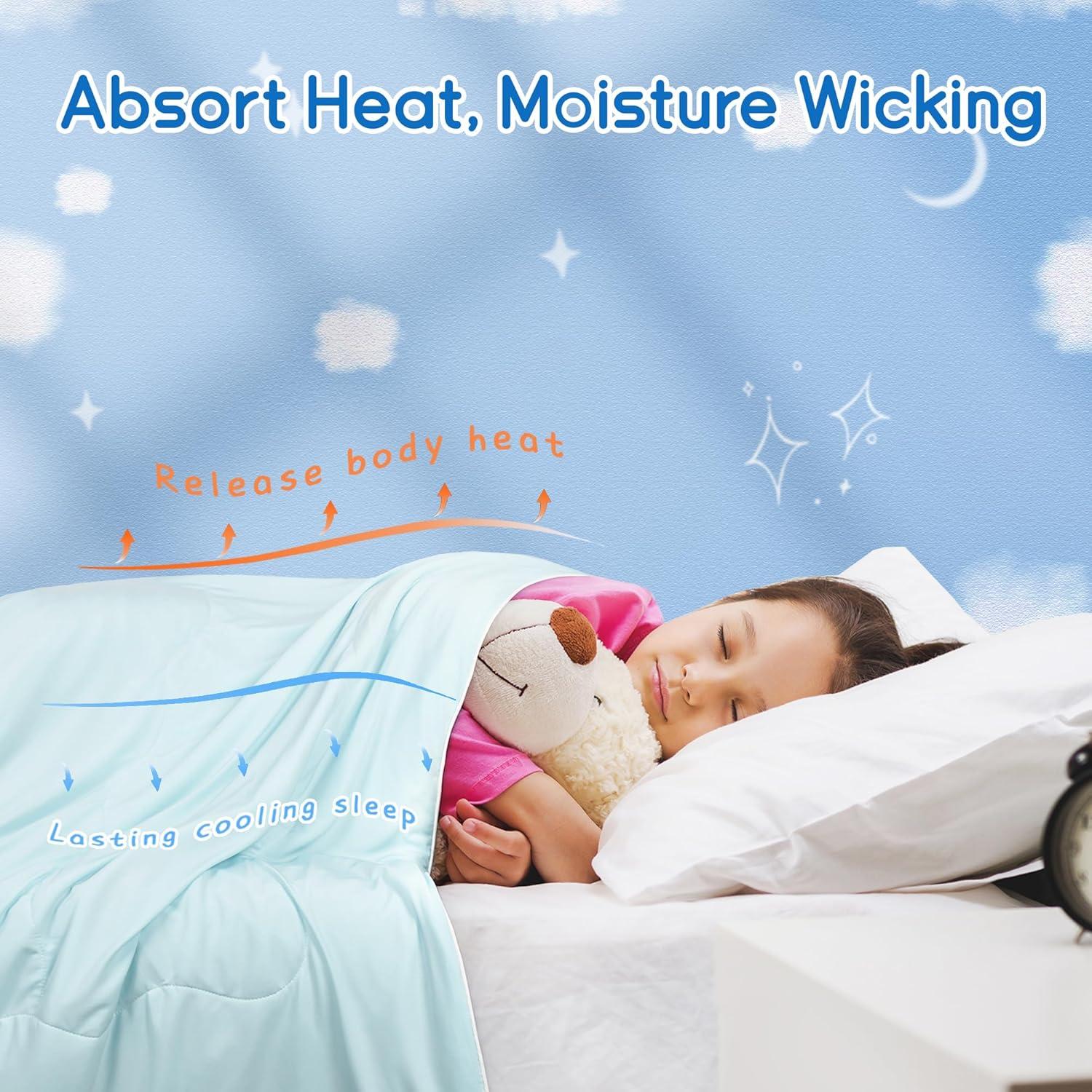 imageCatalonia Kids Summer Cooling Blanket Toddler Small Lightweight for Hot Sleepers Soft Throw for Night Sweats Cool Gifts for Hot Flashes Valentines Day 50x60 InchBlue