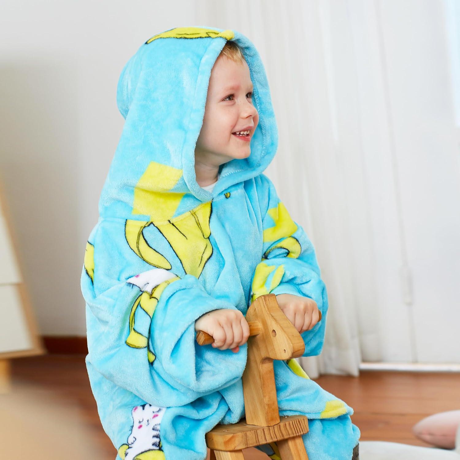 imageCatalonia Oversized Blanket Hoodie for Kids Wearable Fleece Sweatshirt Pullover with Large Front Pocket 412 Years Boy GirlBanana Cat Blue