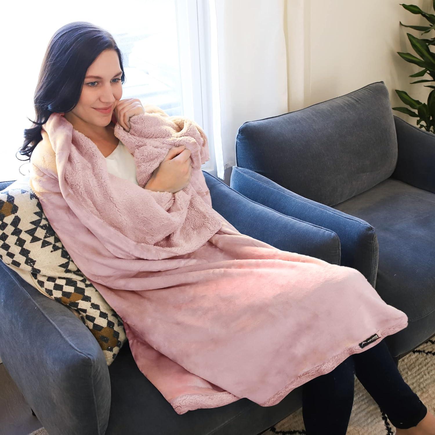 imageCatalonia Pink Sherpa Throws Blanket for Girls Valentines Day Gifts Super Soft Comfy Fuzzy Micro Plush Fleece Snuggly TV Blanket for Sofa Couch Bed 50x60Pink