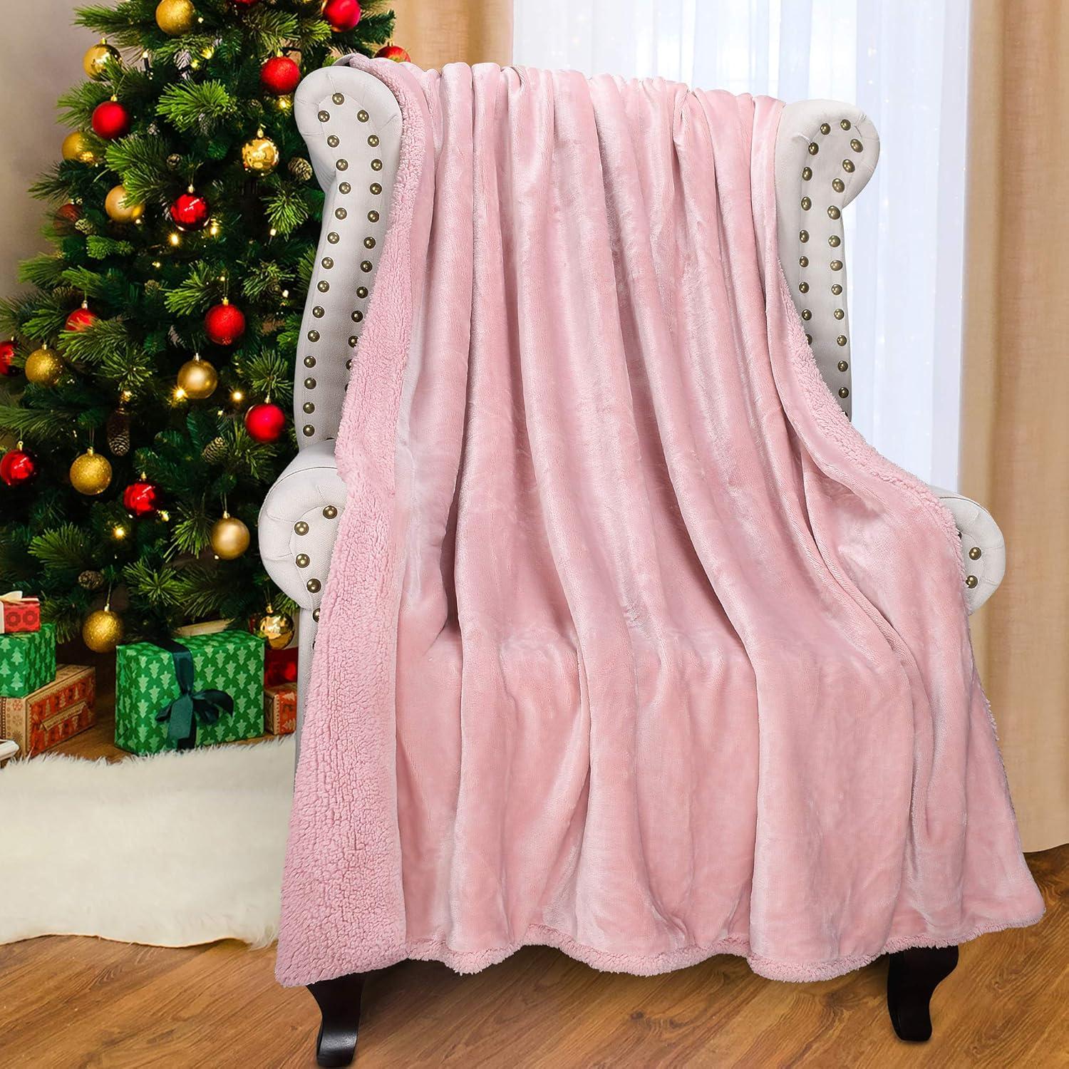 imageCatalonia Pink Sherpa Throws Blanket for Girls Valentines Day Gifts Super Soft Comfy Fuzzy Micro Plush Fleece Snuggly TV Blanket for Sofa Couch Bed 50x60Pink