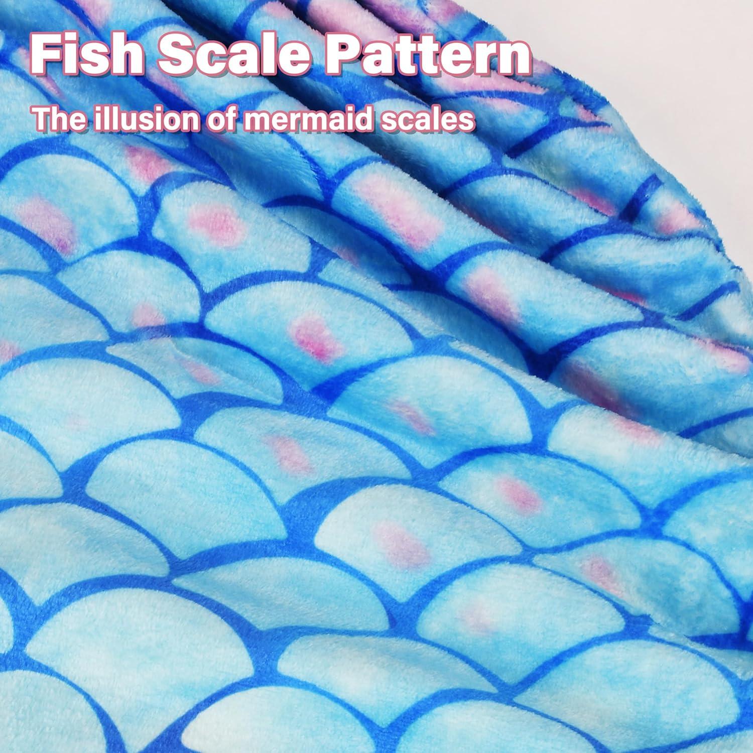 imageCatalonia Ultra Soft Mermaid Tail Blanket for Kids Fish Tail Snuggly Blanket Cozy Fleece Mermaid Gift for Girls ToddlersDeep Sea Pearl