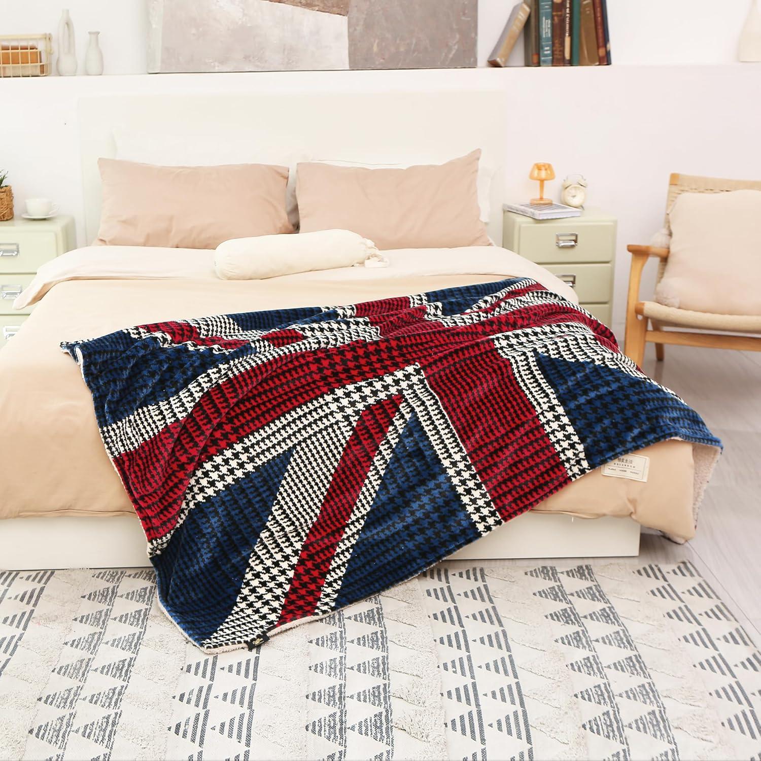 imageCatalonia Union Jack Blanket British Flag Throw Blanket England UK Gifts Soft Cozy Fleece Blanket for Home Sofa Bed British Gift for Men Women Kids 50X60 inchUnion Jack