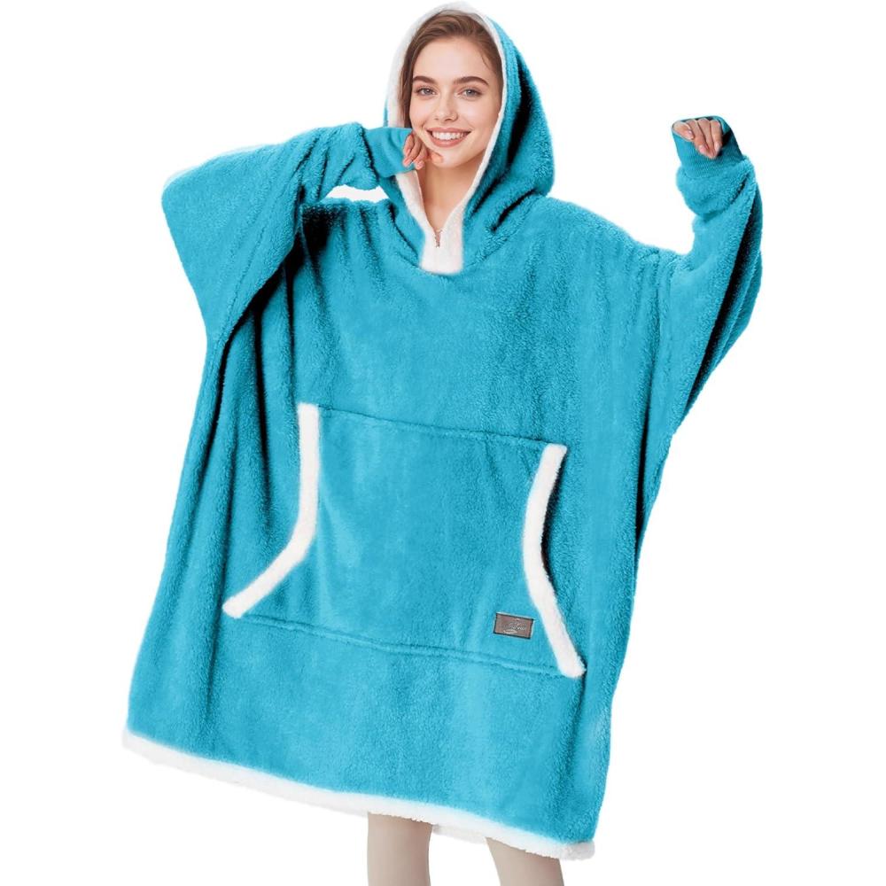 imageCatalonia Hoodie Blanket Oversized Wearable Blanket Hoodie for Women Men Sweatshirt Blanket with PocketBlue