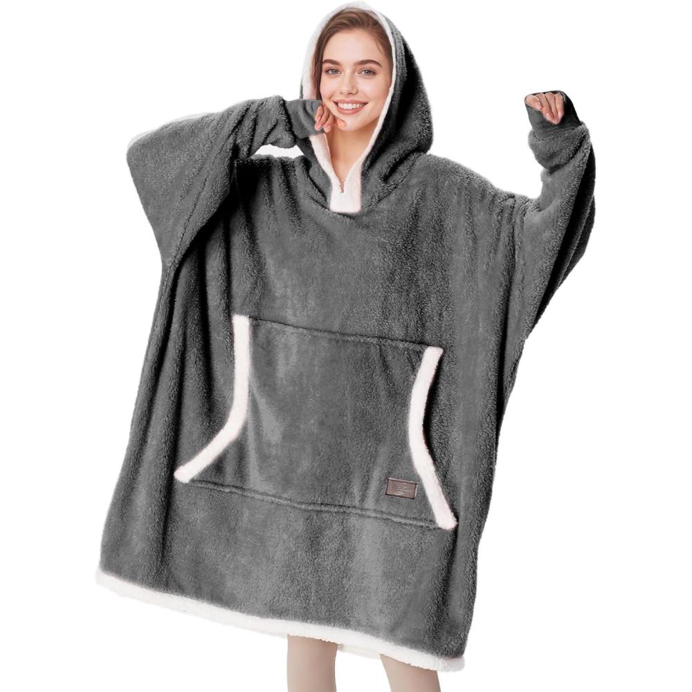 imageCatalonia Hoodie Blanket Oversized Wearable Blanket Hoodie for Women Men Sweatshirt Blanket with PocketGray