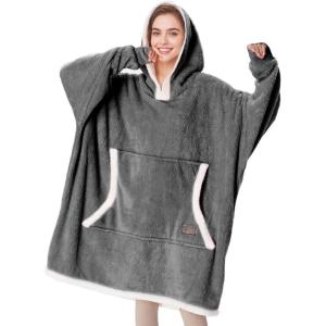 Catalonia Hoodie Blanket Oversized Wearable Blanket Hoodie for Women Men – Sweatshirt Blanket with Pocket(Gray)