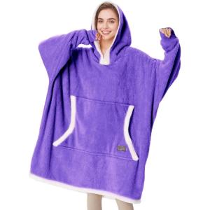 Catalonia Hoodie Blanket Oversized Wearable Blanket Hoodie for Women Men – Sweatshirt Blanket with Pocket(Purple)