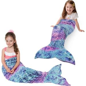 Catalonia Kids Mermaid Tail Blanket, Super Soft Plush Flannel Sleeping Snuggle Blanket for Girls, Galaxy, Fish Scale Pattern, Gift Idea