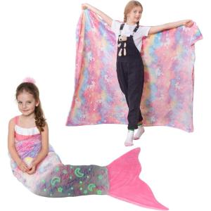 Catalonia Mermaid Tail Blanket for Girls and Girls Glow in The Dark Blanket