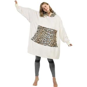 Catalonia Oversized Blanket Hoodie Sweatshirt, Fleece Pullover with Large Front Pocket, for Adults Men Women(Latte / Fleece)