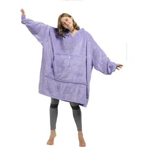 Catalonia Oversized Blanket Hoodie Sweatshirt, Fleece Pullover with Large Front Pocket, for Adults Men Women(Lavender / Fleece)
