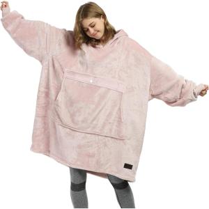 Catalonia Oversized Blanket Hoodie Sweatshirt, Fleece Pullover with Large Front Pocket, for Adults Men Women(Pink / Fleece)
