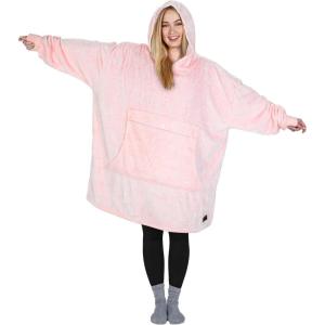 Catalonia Oversized Blanket Hoodie Sweatshirt, Fleece Pullover with Large Front Pocket, for Adults Men Women(Pink Ash / Fleece)