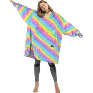 Catalonia Oversized Blanket Hoodie Sweatshirt, Fleece Pullover with Large Front Pocket, for Adults Men Women(Rainbow / Fleece)