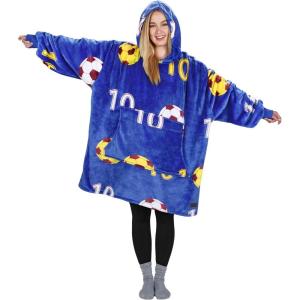 Catalonia Oversized Blanket Hoodie Sweatshirt, Fleece Pullover with Large Front Pocket, for Adults Men Women(Soccer Team Blue)