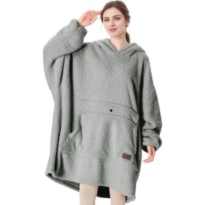 Catalonia Oversized Blanket Hoodie Sweatshirt, Wearable Lounging Fleece Pullover, Gift for Adults Women Men Kids Wife(Gray / Fleece)