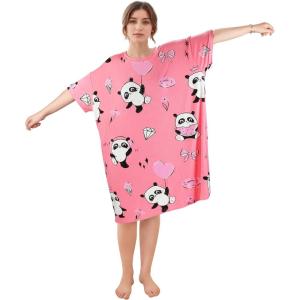 Catalonia Oversized Summer Cool Nightgowns for Women, Plus Size Sleep Shirts Dress, Long Sleepwear, Gift for Her, XS – 5XL(Pink Panda)
