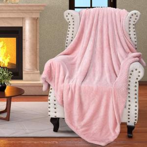 Catalonia Pink Sherpa Throws Blanket for Girls, Valentine’s Day Gifts, Super Soft Comfy Fuzzy Micro Plush Fleece Snuggly TV Blanket for Sofa Couch Bed, 50″x60″(Pink)