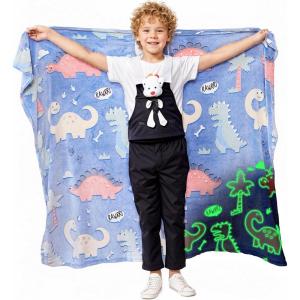 Catalonia Pink Unicorn Blanket for Girls, Rainbow Glow in The Dark Throw Blanket for Girls Aged 4-10, Plush Fleece Couch Blanket, Kids Valentine’s Day Gifts Birthday(Glow in the Dark-dinosaur)