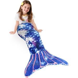 Catalonia Ultra Soft Mermaid Tail Blanket for Kids, Fish Tail Snuggly Blanket, Cozy Fleece Mermaid Gift for Girls Toddlers(Deep Sea Dream)
