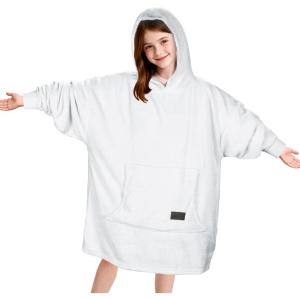 Catalonia Wearable Blanket Hoodie for Kids – Oversized Warm Cozy Hooded Blanket – Sweatshirt Blanket with Pocket & Sleeves(Gray)