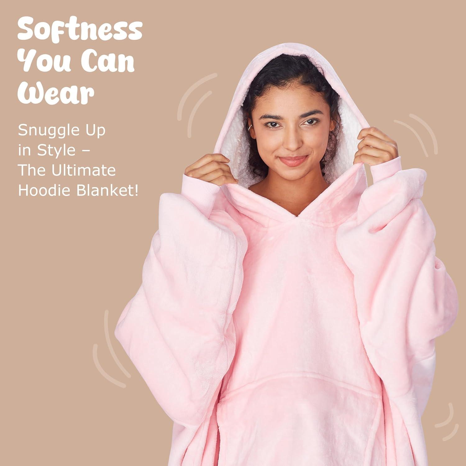 imageCatalonia Oversized Blanket Hoodie Sweatshirt Wearable Sherpa Blanket Pullover Gift for HerPink