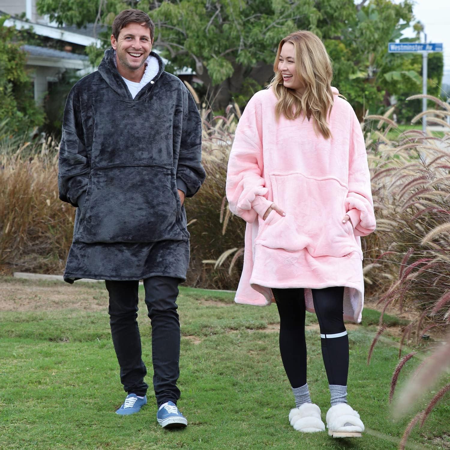 imageCatalonia Oversized Blanket Hoodie Sweatshirt Wearable Sherpa Blanket Pullover Gift for HerPink