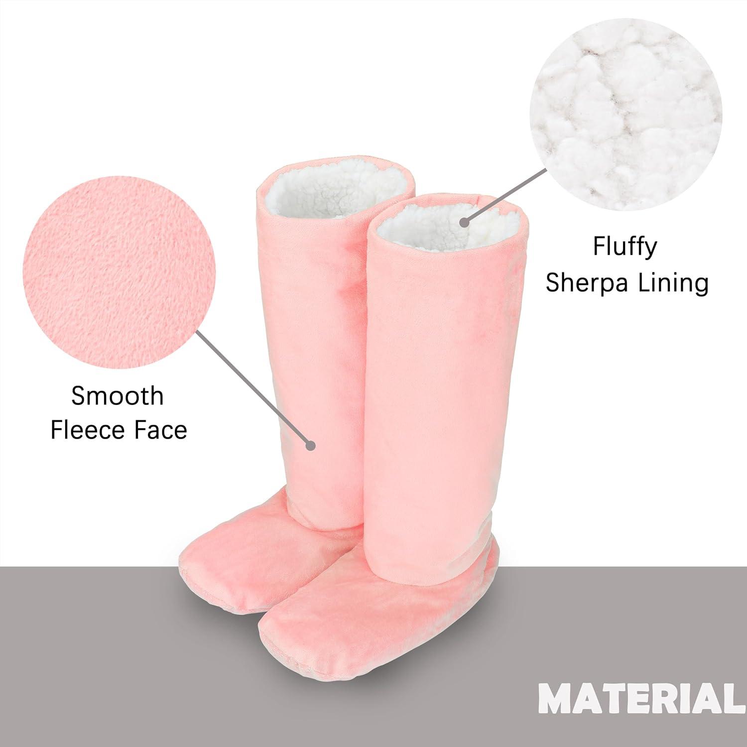 imageCatalonia Sherpa Slipper Socks for WomenWinter Indoor Home Non Skid BootiesSoftWarmFluffyPink