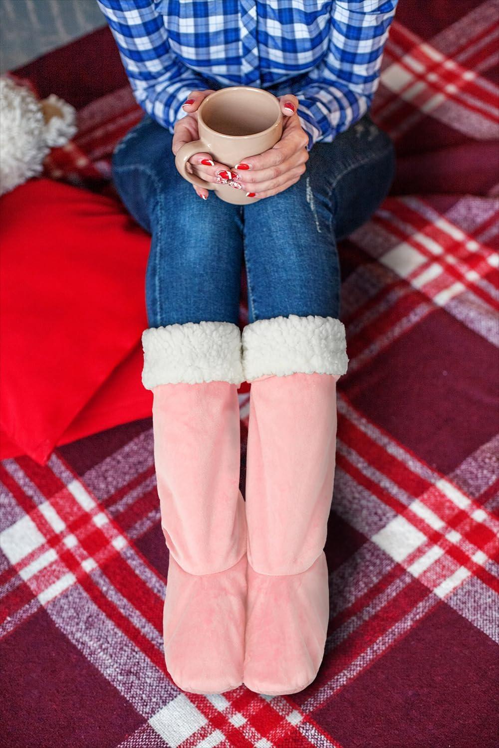 imageCatalonia Sherpa Slipper Socks for WomenWinter Indoor Home Non Skid BootiesSoftWarmFluffyPink