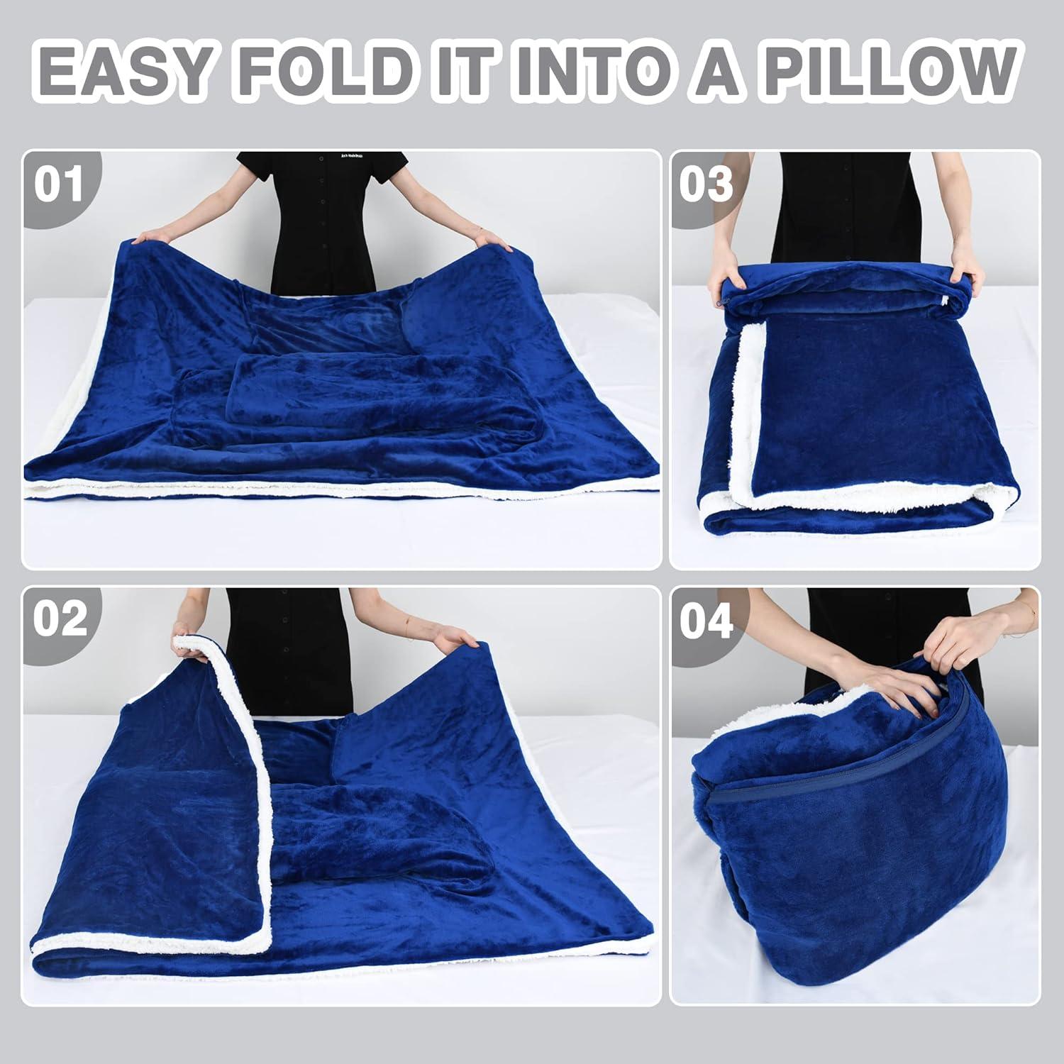 imageCatalonia Sherpa Wearable Blanket with Sleeves ArmsBlue