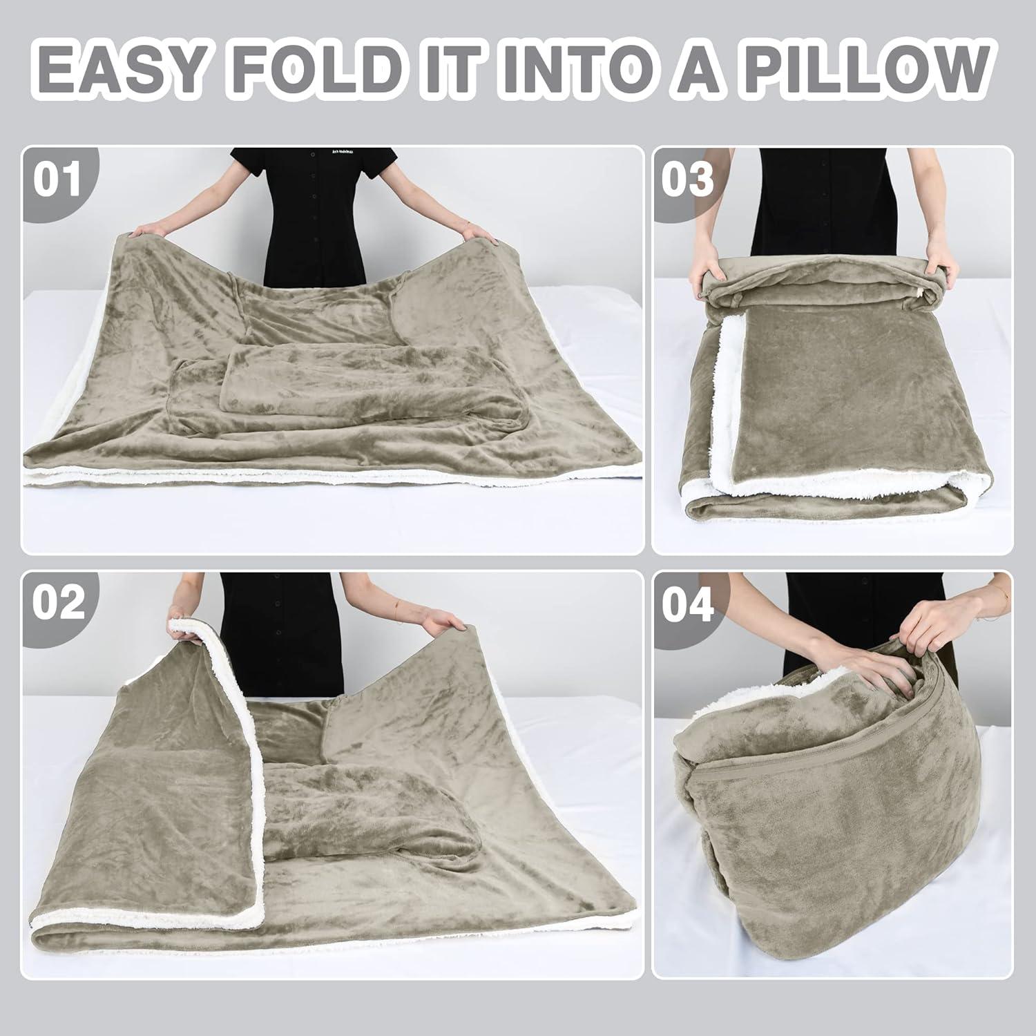 imageCatalonia Sherpa Wearable Blanket with Sleeves ArmsCamel