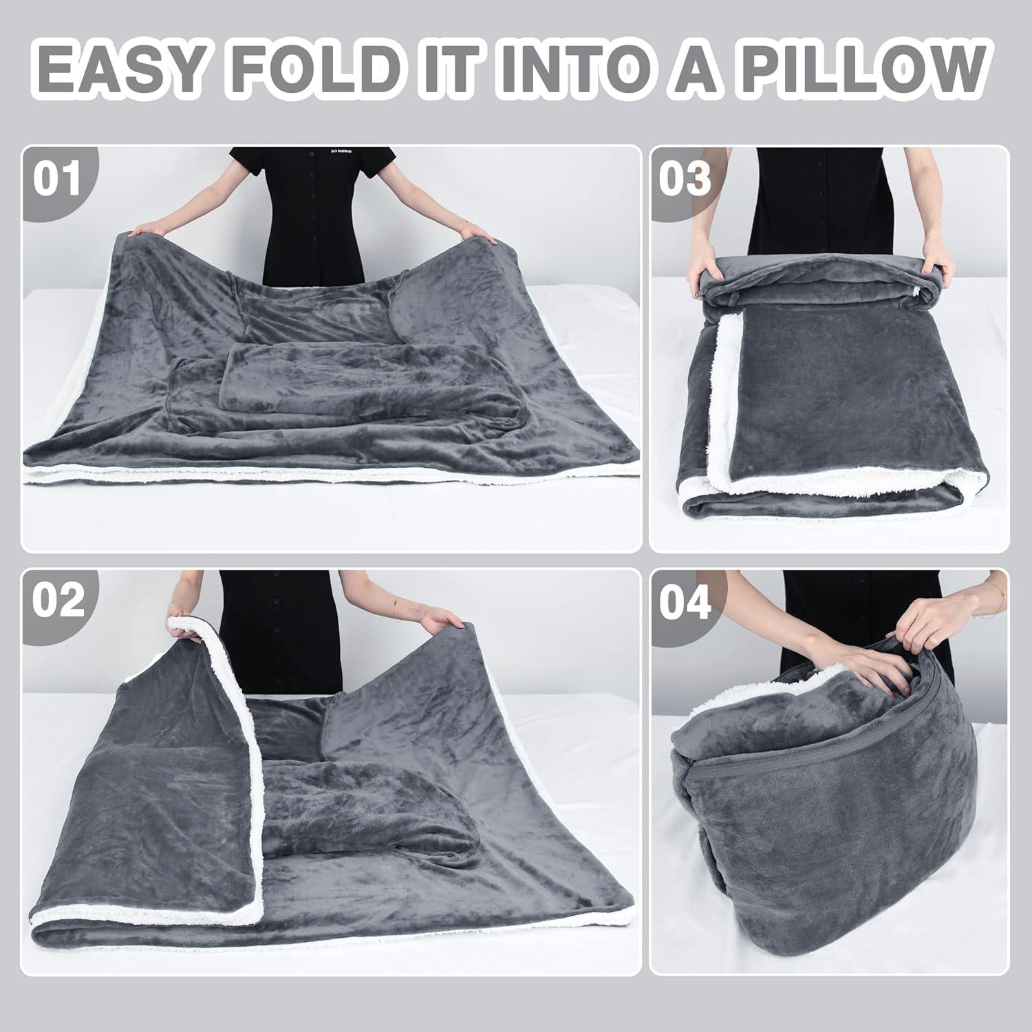imageCatalonia Sherpa Wearable Blanket with Sleeves ArmsGray