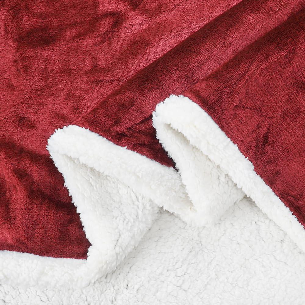 imageCatalonia Sherpa Wearable Blanket with Sleeves ArmsWine