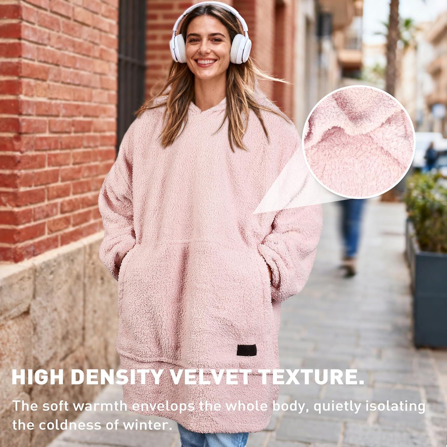 imageCatalonia Wearable Blanket Hoodie Oversized Hoodie Blanket Sweatshirt Blanket for Women Men AdultsPink