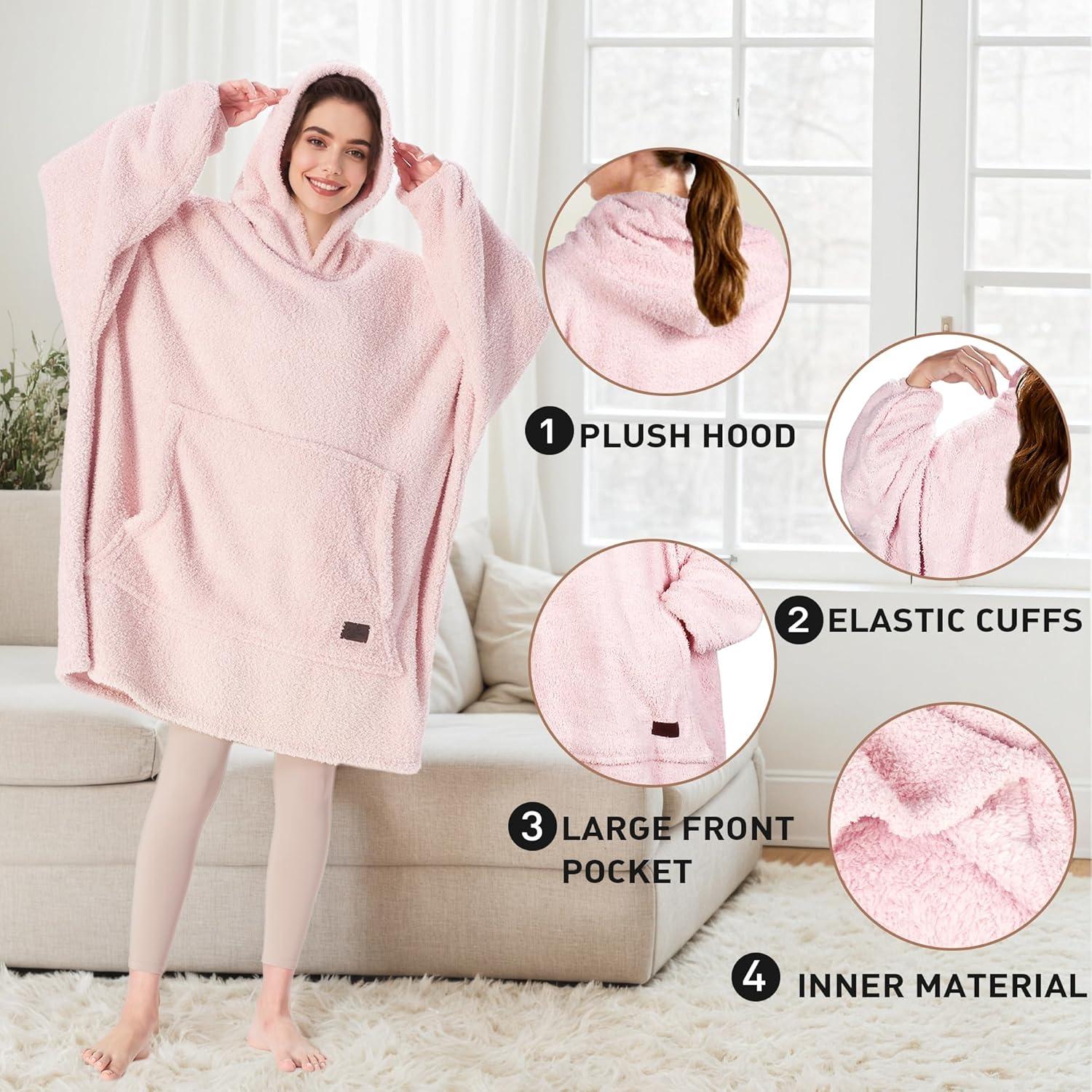 imageCatalonia Wearable Blanket Hoodie Oversized Hoodie Blanket Sweatshirt Blanket for Women Men AdultsPink